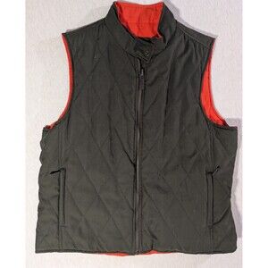 Lauren Ralph Lauren Reversible Hunting Vest LG Brown Orange Quilted Suede